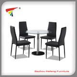 Black Base Clear Glass Top Dining Table (DT084)