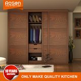 Wood Veneer Sliding Closets Designs Built in Bedroom