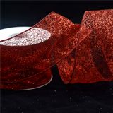 Silver Snowflakes Organza Christmas Decor Ribbons with Wire