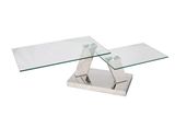 Stainless Steel Folding Coffee Table with Tempered Glass Top