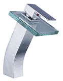 Flg Waterfall Glass Basin Faucet / Brass Chrome Bathroom Tap