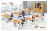 Modern Office Steel Computer Desk with Wooden Top