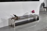 Living Room Furniture Stainless Steel Base Tempered Glass Top TV Stand
