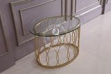 Living Room Modern Round Glass Coffee Table with Stainless Steel Frame