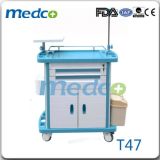 Medical Plastic Treatment Cart, Hospital ABS Emergency Patient Trolley