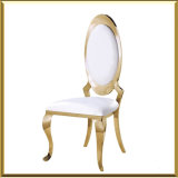 Wholesale Metal Stainless Steel Modern Gold Oval Back PU Leather Banquet Dining Chair for Church Event Wedding