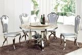 Modern Metal Dining Table and 4 Chair Designs Sets Glass Round Dining Table