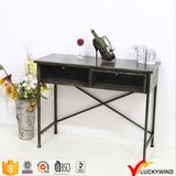 Antique Metal Black Console Table with Drawers