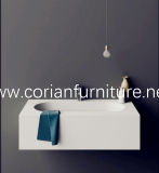 White Corian Acrylic Solid Surface Bathroom Vanity with Corian Sink