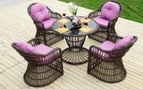 5 Pieces Rattan Chair Desk Set PE Rattan Furniture