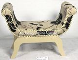 VINTAGE FABRIC/WOODEN BED ROOM SINGLE SEAT U SHAPE BENCH