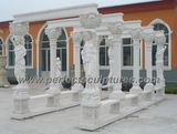 Antique Garden Marble Gazebo with Stone Statue Sculpture (GR040)