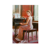 Nice Lady Plays Piano Figurative Oil Paintings for Home Decor