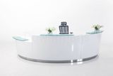 2015 Amazing Semi Circle White High Gloss Reception Desk (HF-R054)