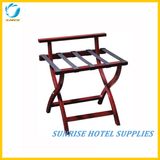 Hotel Bedroom Wood Luggage Rack with Back Bar