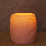 2017 Cheap Traditional Pink Carved LED Wax Candles for Holiday Decoration