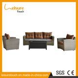 Modern Home/Hotel Rectangle Fire Pit Table and Chair Aluminum Rattan Lounge Set Garden Outdoor Furniture