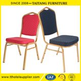 Crown Back Stacking Hotel Lobby Banquet Chair in Black Patterned Fabric