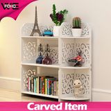 Exquisite Hollow out White Plastic-Wooden Modular Floating Shelving