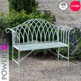 2 Seater Antique White Wroght Iron Garden Bench