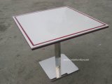 Solid Surface Tabletop Dining Table with Stainless Steel Base