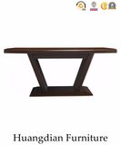 Square Solid Wood Edging Table Top and Wooded Legs Dining Table (HD887)