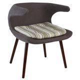 Fiberglass Shell Upholstered Dining Chair with Solid Wood Leg