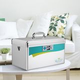 Aluminum Portable First Aid Box Locking Storage Box with Belt Silver R8031