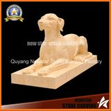 Stone Statue Animal Sculpture Beige Marble Dog