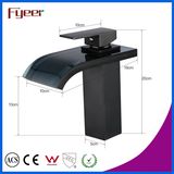 Fyeer New Black Glass Waterfal Bathroom Brass Basin Faucet
