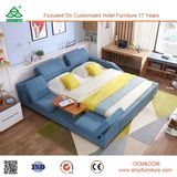 New Antique Fabric Bed Solid Wood Frame Bed, Wooden Furniture Beds