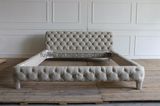 Class Canvas Fabric Button Tufting King Size Bed