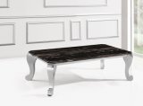 Rectangle Tempered Glass Coffee Table of Stainless Frame