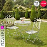 Very Nice Antique White Round Metal Folding Garden Table and Chair Used Indoor and Outdoor