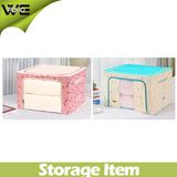 Oblong Quilt Home Fabric Folding Organizing Storage Box with Zipper