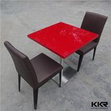 Modern Red Solid Surface Marble Top Restaurant Table