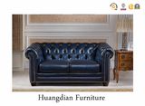Dark Blue Leather Chesterfield 1+2+3 Sectional Sofa Set (HD158)