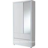 High Glossy White Mirrored Combination 2 Door Wardrobe (WB71)