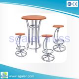 Aluminum Modern High Wood Top Round Bar Table