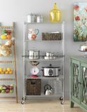 Multifunction Light Duty Storage Rack 5 Tier Kitchen Wire Shelving W/ Wheels