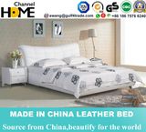 Modern Home Bedroom Furniture High Grade White Leather Bed (HC262)