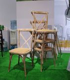 Oak Wood Stackable Cross Back Chair