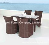 Patio Wicker Furniture Set / 5-Piece Rattan Dining Chair Table