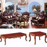 Classic Leather Sofa with Wood Sofa Frame and Table (516)