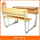 Classroom Double Wood Table with Chair of Metal School Furniture