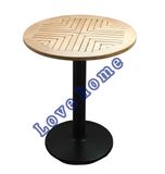 Modern Metal Dining Restaurant Iron Steel Leg Wooden Table