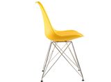 Yellow Steel Leg Leather Dining Eames Chair