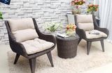 3 PCS PE Rattan Sofa Coffee Table with Cushion