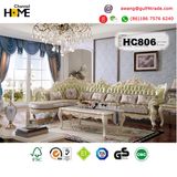 European Antique Furniture L Shape Wood Sofa (HC806)