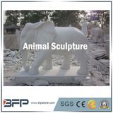 White Granite Animal Statue Elephant Statue for Garden Decoration